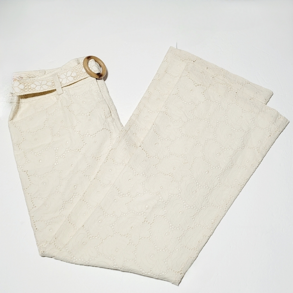 Sara Jane Eyelet & Rosette Lace Cotton Flare Pants (10)
